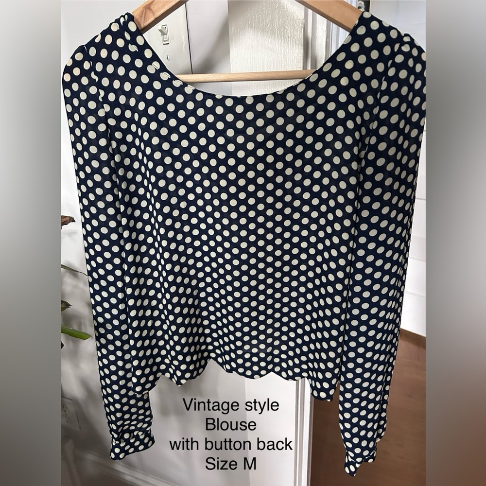 Papaya Navy Polka Dot Blouse